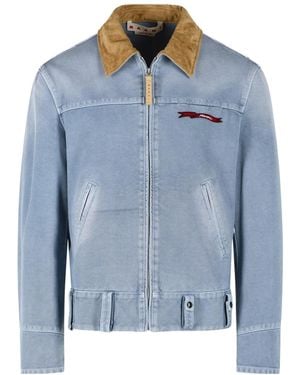 Marni Contrast Collar Zip Jacket - Blue