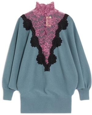Valentino Wool Jumper With Lace - Blue