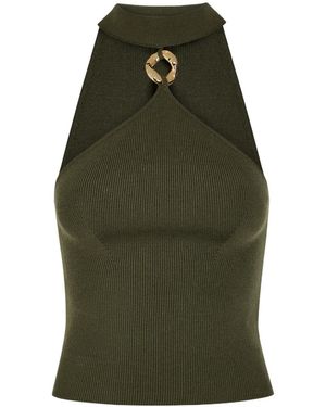 Jonathan Simkhai Renlen Halterneck Merino Wool Top - Green