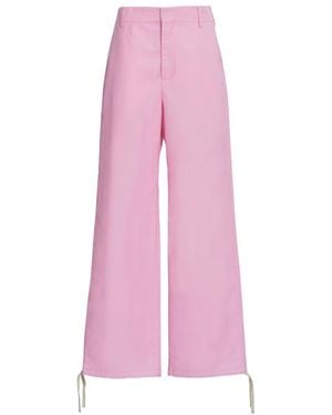 Marni Logo-Embroidered High-Waist Trousers - Pink