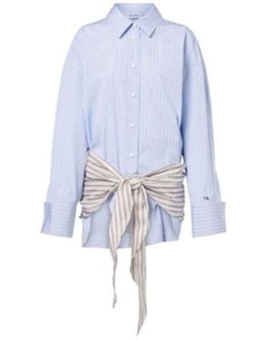 The Attico Striped Cotton Shirt Dress - Blue