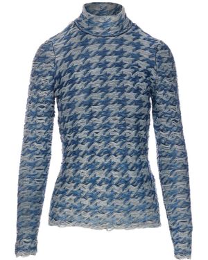 DIESEL Turtleneck Wave-Pattern Sweater - Blue