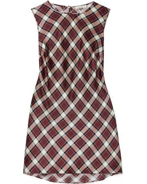 Doen Alamere Checked Silk-Satin Mini Dress - Purple