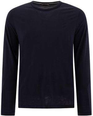 Herno Long-Sleeved Crewneck Knitted T-Shirt - Blue