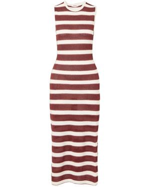 Eres Régulière Striped Metallic Cotton-Blend Midi Dress - Red