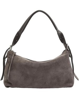 Lemaire Belted Baguette Suede Shoulder Bag - Gray