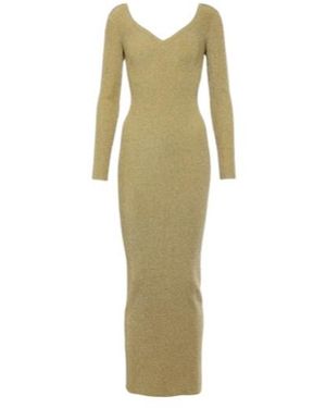 Nina Ricci Lame Maxi Dress - Green