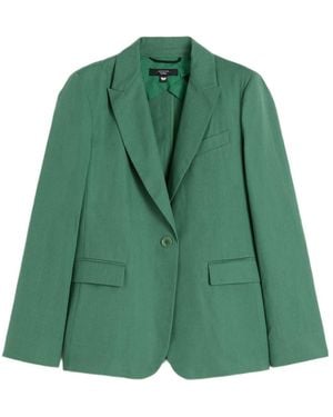 Weekend by Maxmara Cotton-Linen Single-Breasted Blazer - Green