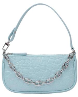 BY FAR Rachel Croc-Embossed Leather Bag - Blue