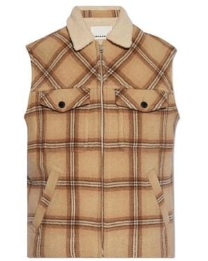 Isabel Marant Kiran Plaid-Check Gilet - Brown