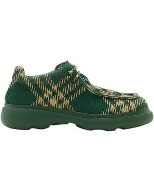 Burberry Ekd Check-Printed Lace-Up Derby Shoes - Green