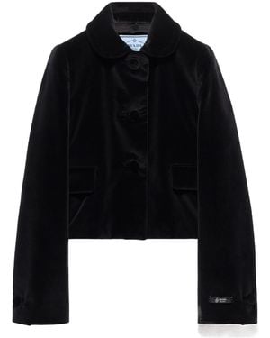 Prada Single-Breasted Velvet Jacket - Black