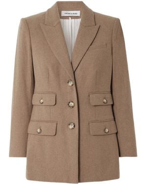 Veronica Beard Nalani Dickey Brushed-Twill Blazer - Brown