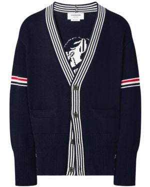 Thom Browne Lobster-Intarsia Cardigan - Blue