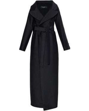 DSquared² Double-Breasted Long Coat - Black