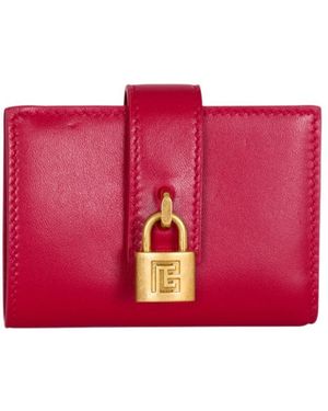 Balmain Pulse Leather Purse - Red