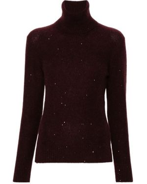 Fabiana Filippi Sequin Embellished Turtleneck Jumper - Purple