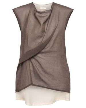 The Row Inawa Draped Cotton Organza Top - Brown