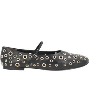 Tory Burch Minimalist Leather Mary Jane Flat Shoes - Black