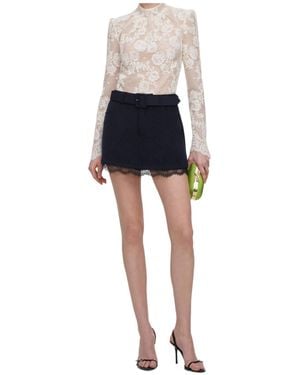 Self-Portrait Cream Sequin Lace Top - Black