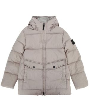 Stone Island Junior Quilted Hooded Jacket - Gray