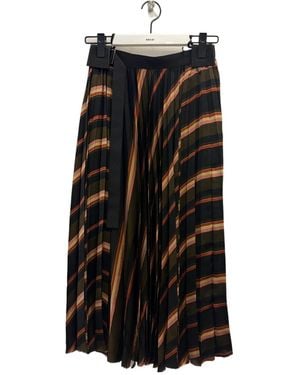 Sacai Striped Pleated Skirt - Black