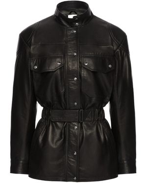 Magda Butrym Clasp-Fastening Leather Jacket - Black