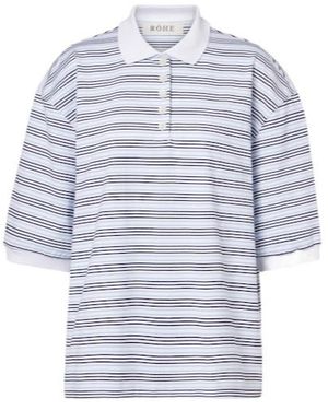 Rohe Striped Oversized Cotton Polo Shirt - Blue