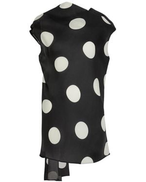KHAITE Polka-Dot Draped Silk Mini Dress - Black