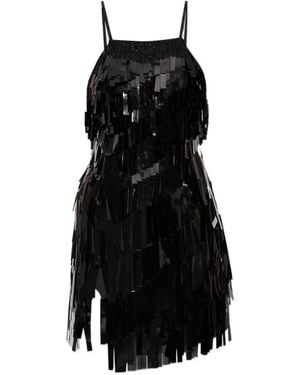 The Attico The Sequinned Asymmetric Mini Dress - Black