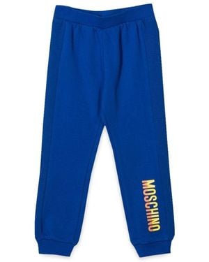 Moschino Logo-Print Cotton Track Pants - Blue