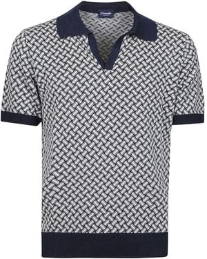 Drumohr Razor Blade Pattern Polo Shirt - Blue