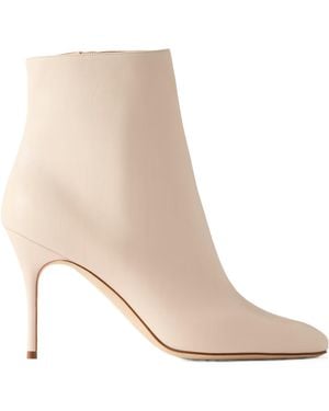 Manolo Blahnik Insopo 90 Leather Ankle Boots - Natural