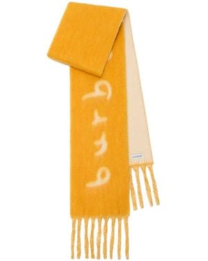 Burberry Logo Detailed Fringed Edge Scarf - Metallic