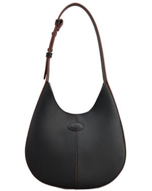 Tod's Di Logo Debossed Mini Hobo Bag - Black