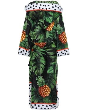 Dolce & Gabbana Printed Hooded Long Sleeve Sweatshirt - Green
