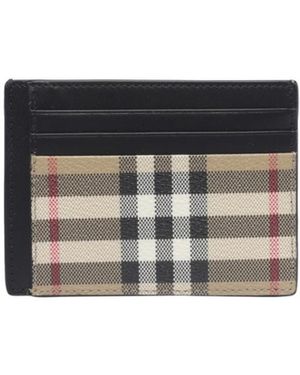 Burberry Checked Logo Engraved Cardholder - Black