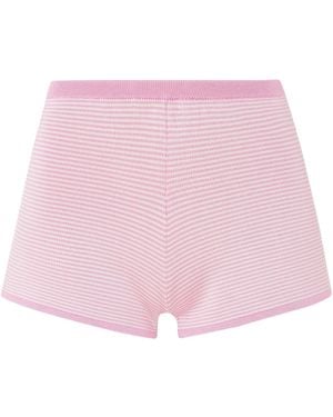 Calle Del Mar Striped Knitted Shorts - Pink