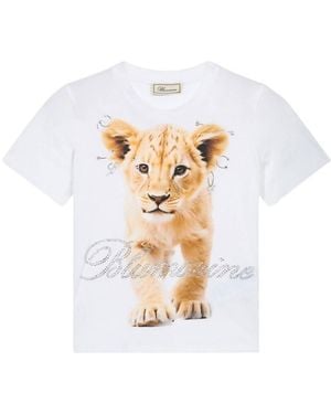 Blumarine Cub Print Rhinestone T-Shirt - White