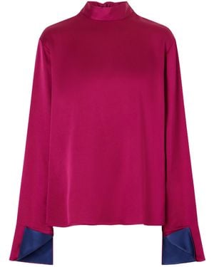 Stella McCartney Tie-Back High-Neck Satin Top - Pink