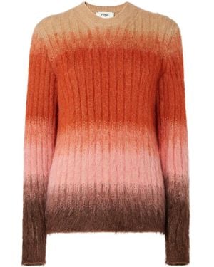 Fendi Gradient Long-Sleeve Knitted Sweater - Orange