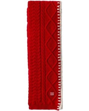 Miu Miu Wool-Cashmere Aran Scarf - Red
