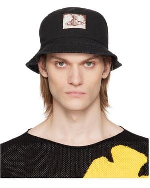 Vivienne Westwood Orb-Patch Flat Crown Bucket Hat - Black