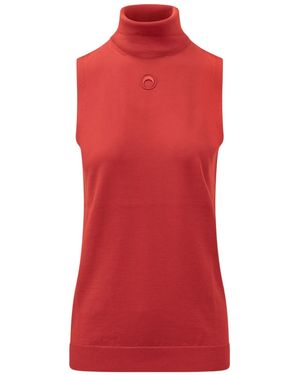 Marine Serre Turtleneck Sleeveless Knit Tank Top - Red