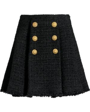 Balmain Flared Tweed Skirt - Black