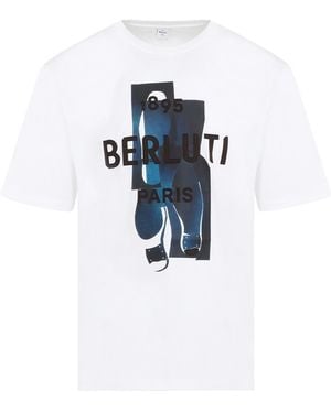 Berluti Logo Patch Crewneck T-Shirt - Blue