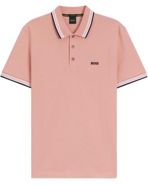 BOSS Boss Logo Embroidered Short-Sleeved Polo Shirt - Pink