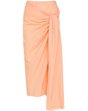 KHAITE Cotton-Poplin Midi Wrap Skirt - Pink