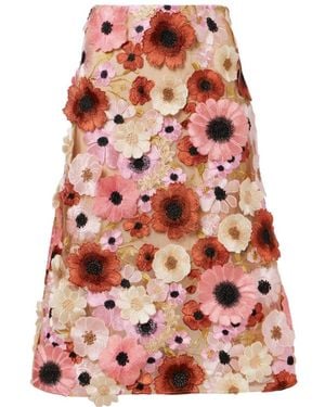 Dorothee Schumacher Blooming Meadow Floral-Appliqué Midi Skirt - Red