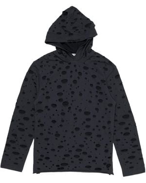 Acne Studios Ripped-Detailing Hoodie - Blue